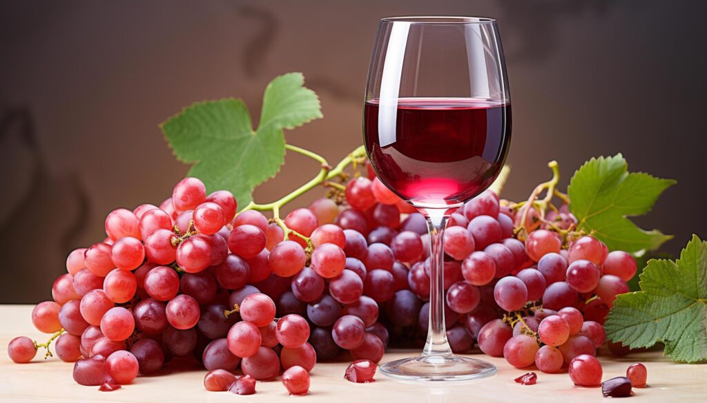 Gourmet wineglass holds ripe grape, nature refreshing celebration generated by AI Free Photo