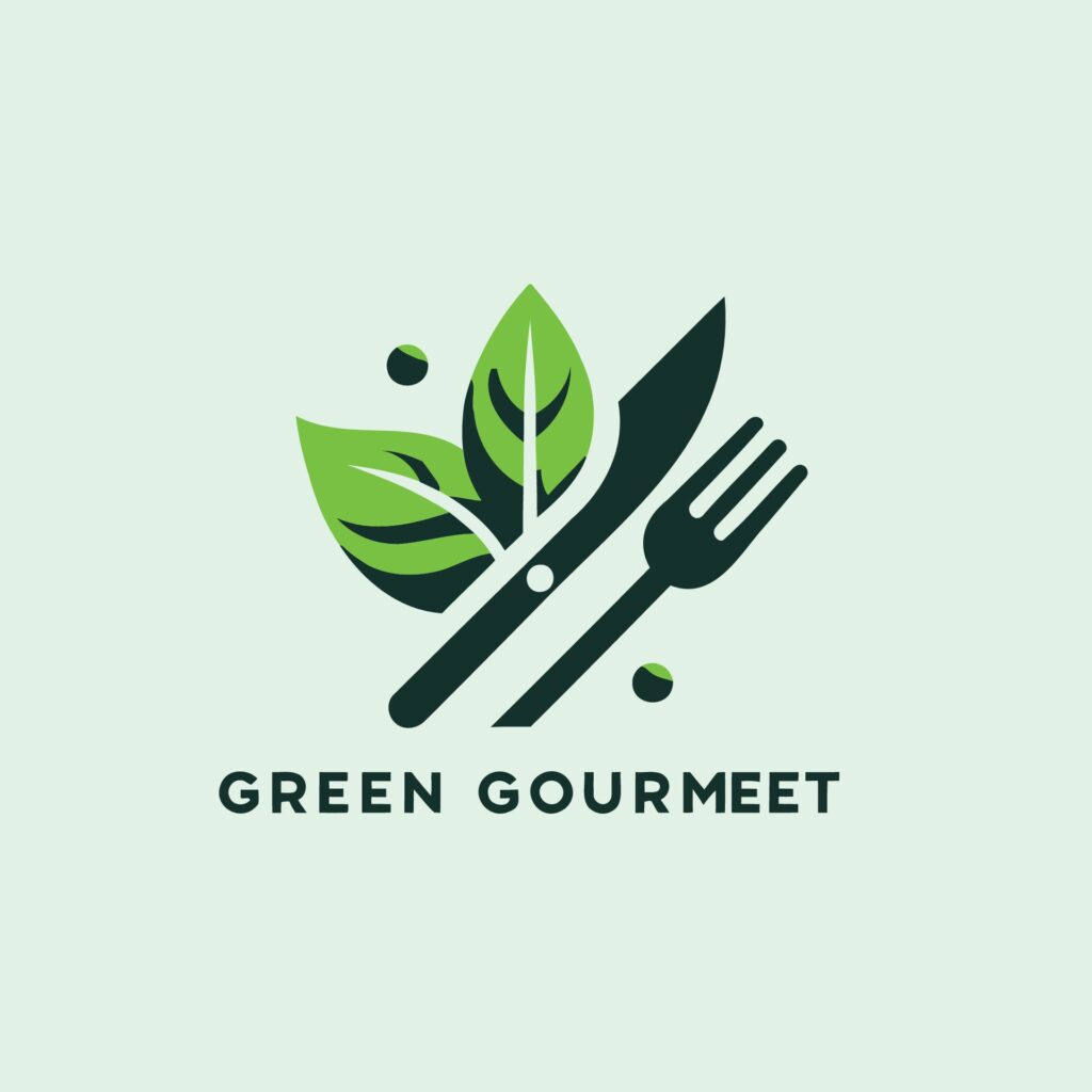 Green food restaurant logo design concept. Vector illustration in flat style. Free Vector