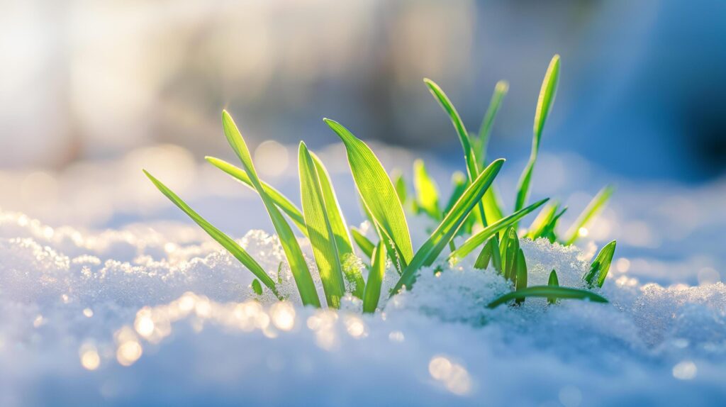 Green Grass in thes now in a sunny day Free Photo