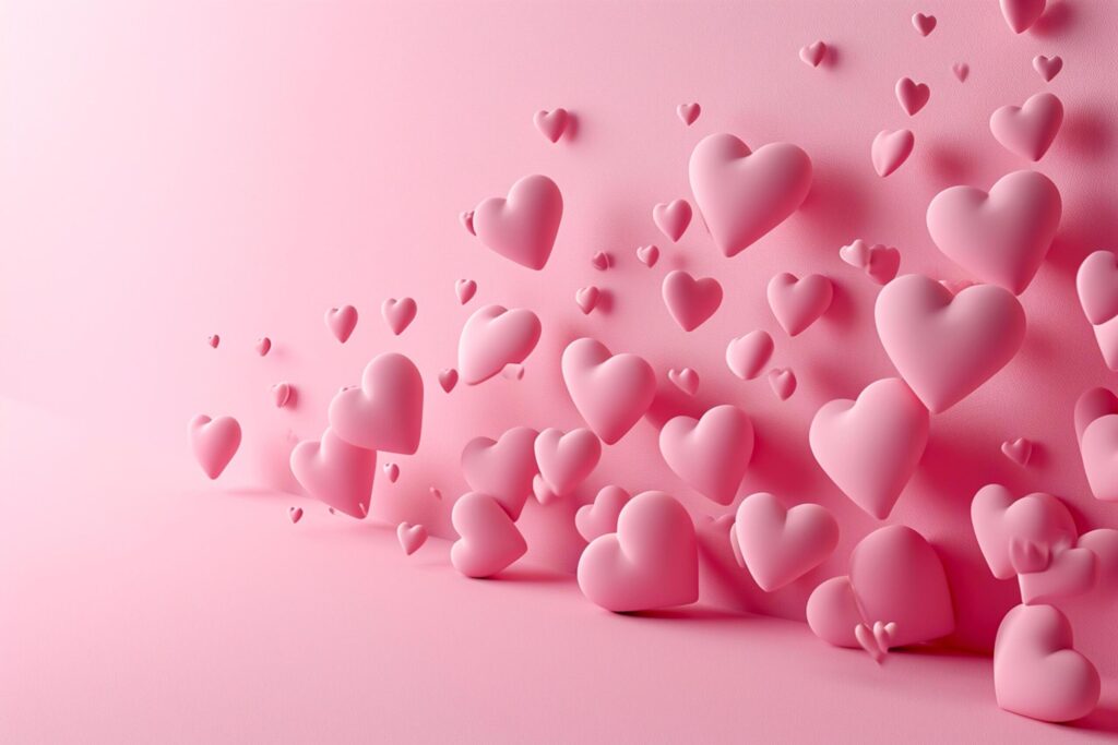 Greeting Card for Valentine’s Day 3d heart background empty space Ai Generated Free Photo