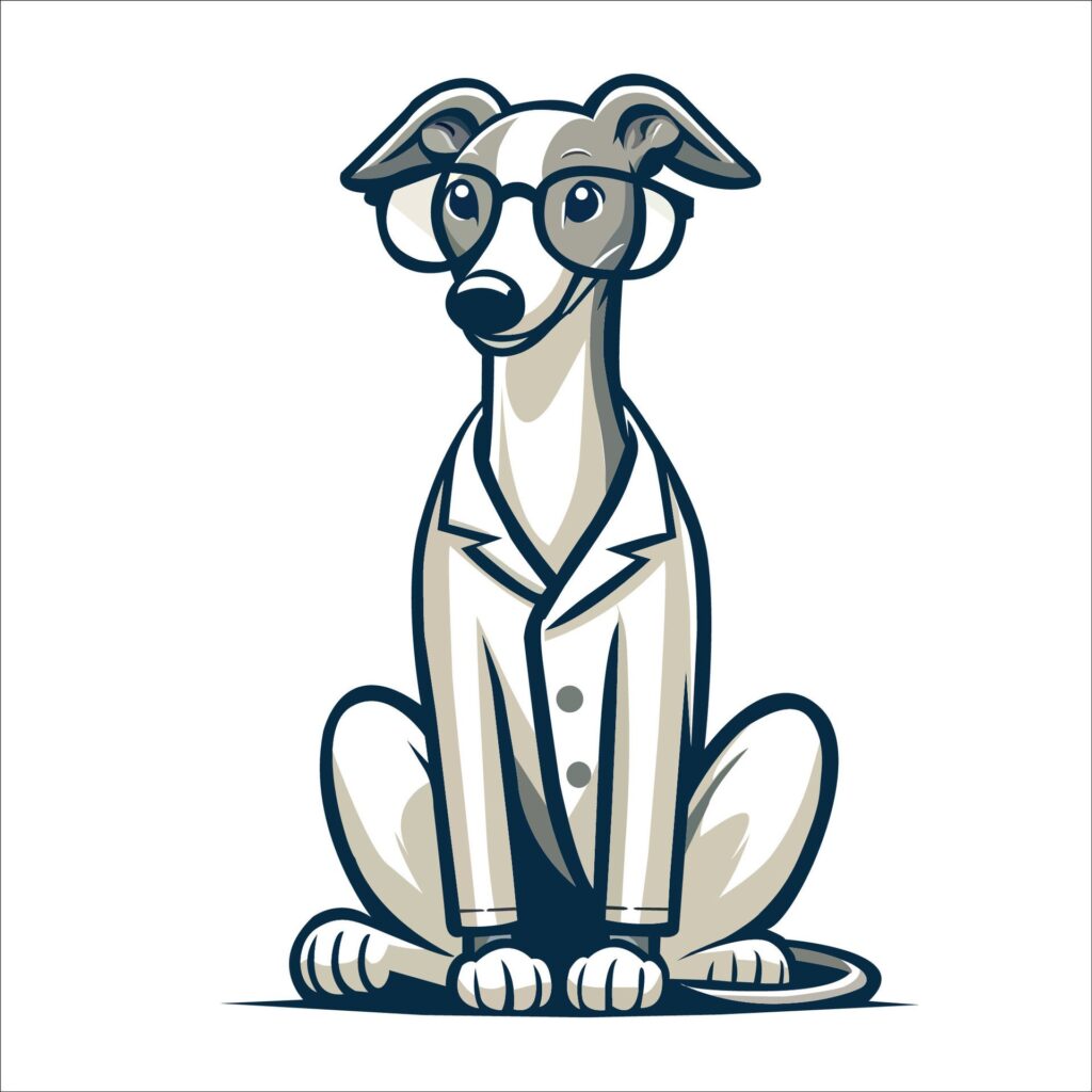 Greyhound Dog Doctor sitting and looking up illustration Free Vector