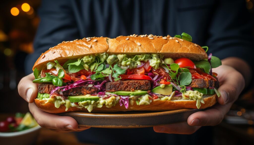 Grilled beef burger on homemade bread, fresh tomato, and onion generated by AI Free Photo