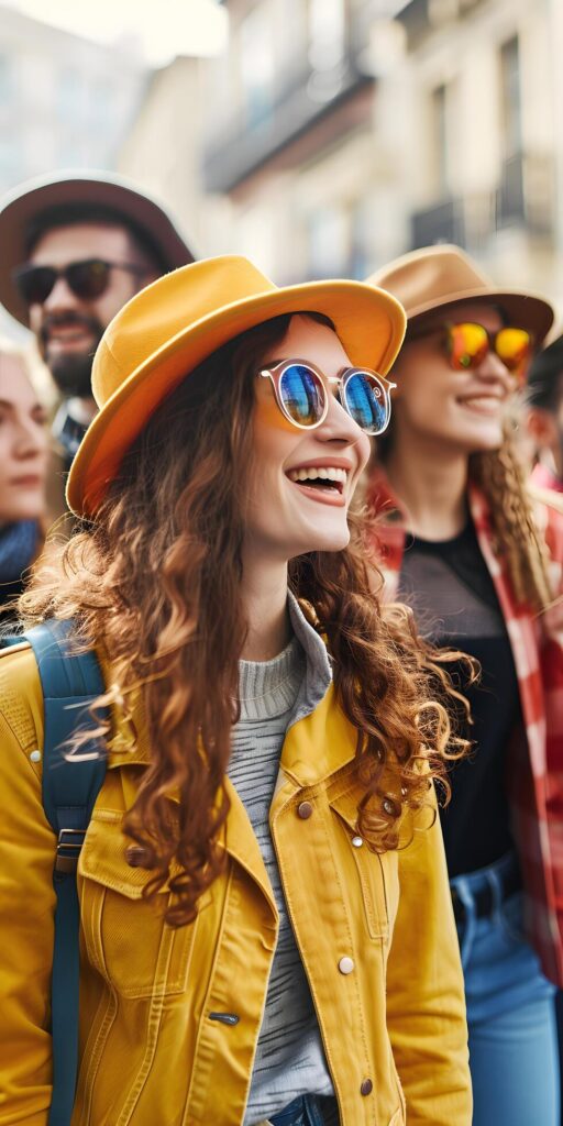 Group of Diverse People Walking and Smiling Together Free Photo