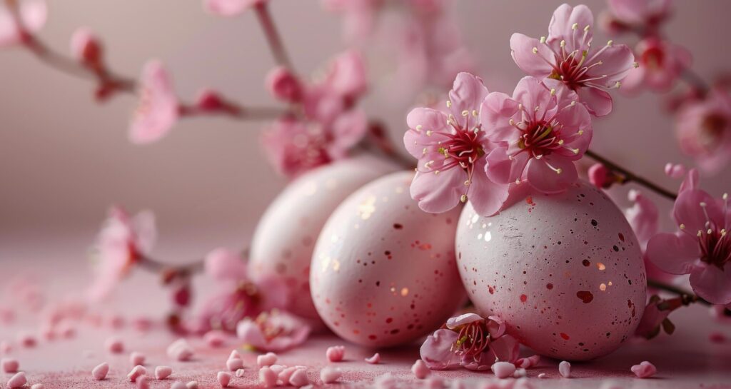 Group of Pink Eggs on Table Free Photo