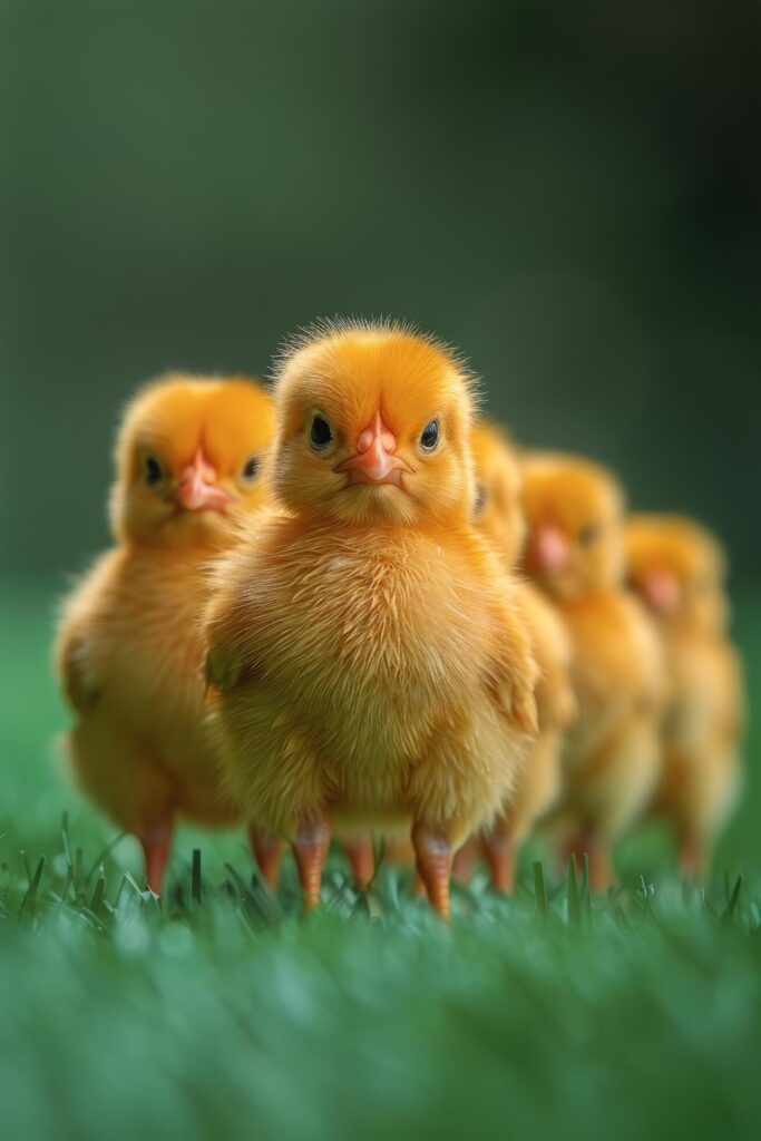 Group of Small Yellow Chicks on Blue Surface Free Photo