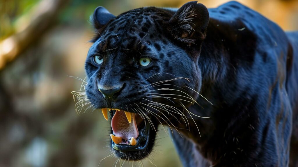 Growling black panther. Free Photo