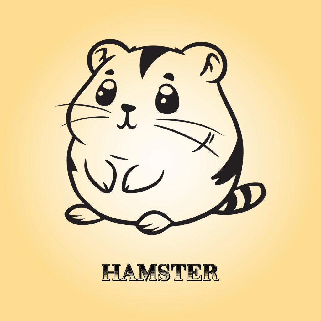 Hamster is a sitting vector illustration in black and white Free Vector