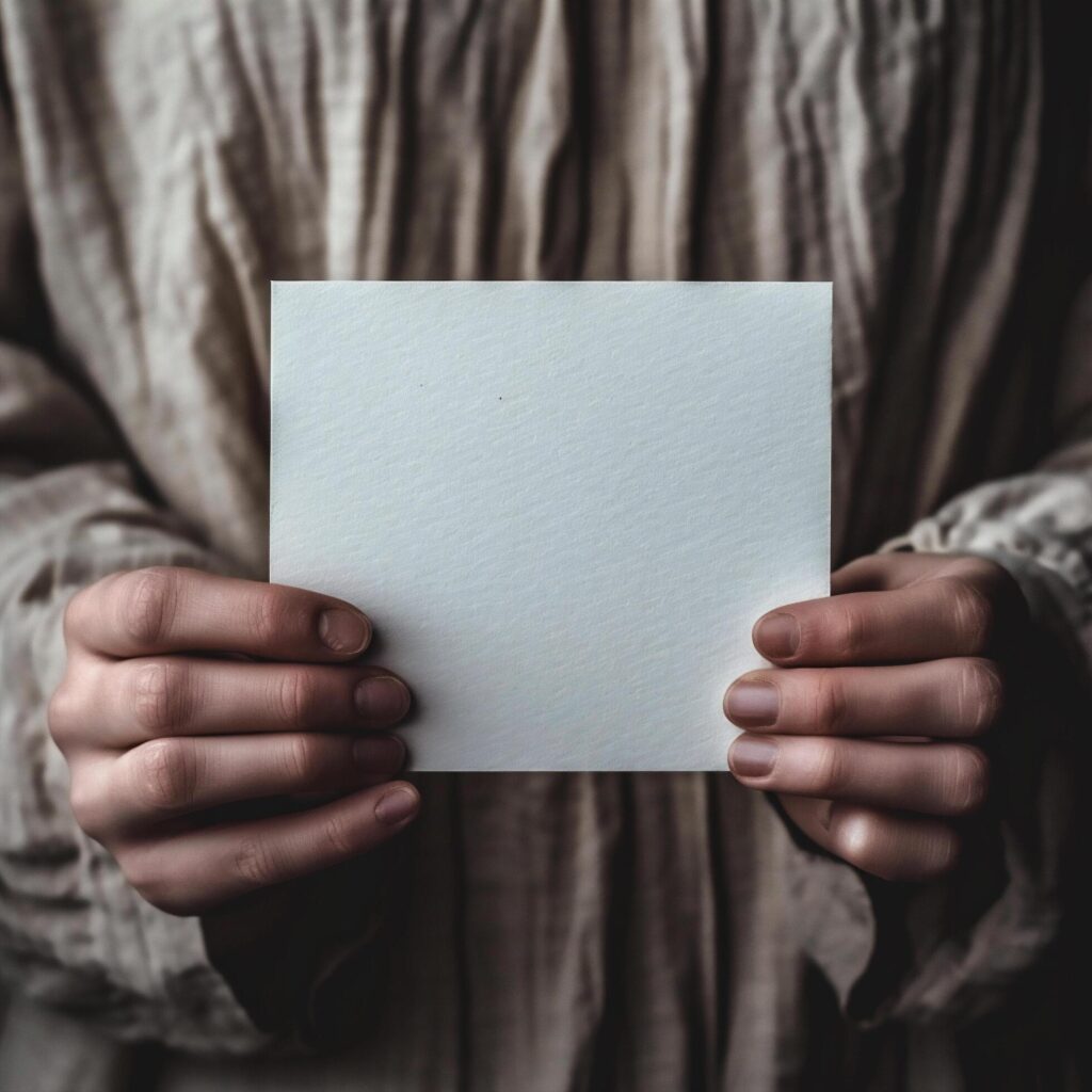 Hands holding a blank sheet of paper with space for your message Free Photo