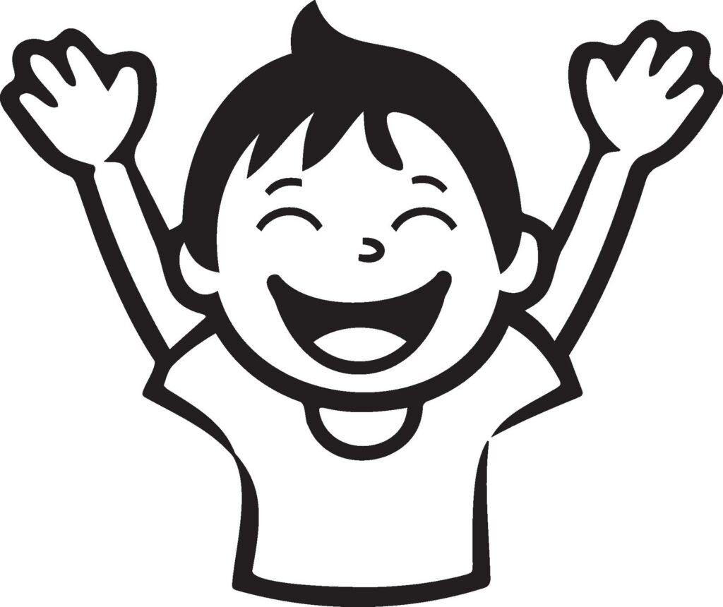 Happy Cartoon Child Waving Enthusiastically Free Vector