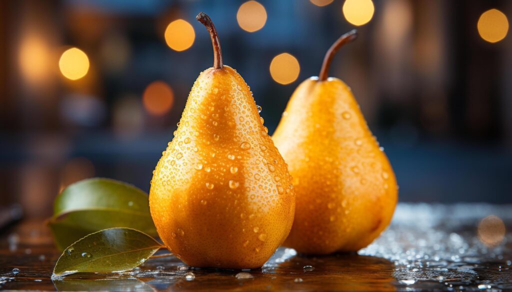 Healthy eating Fresh fruit on wooden table, nature sweet refreshment generated by AI Free Photo