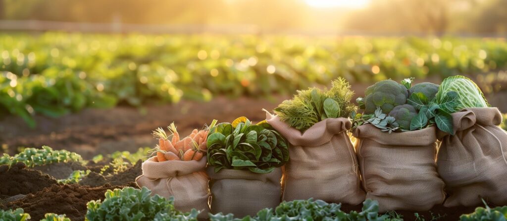 healthy vegetarian concept background of harvest fresh vegetables on burlap Free Photo