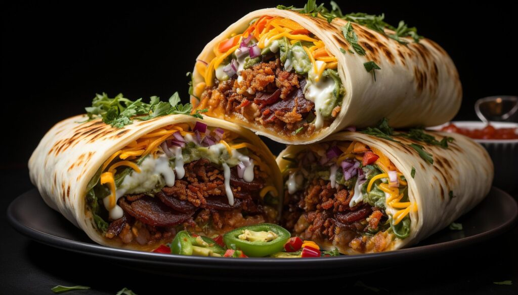 Homemade beef taco with fresh cilantro and guacamole generated by AI Free Photo