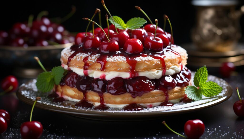 Homemade berry cheesecake, a sweet slice of indulgence generated by AI Free Photo