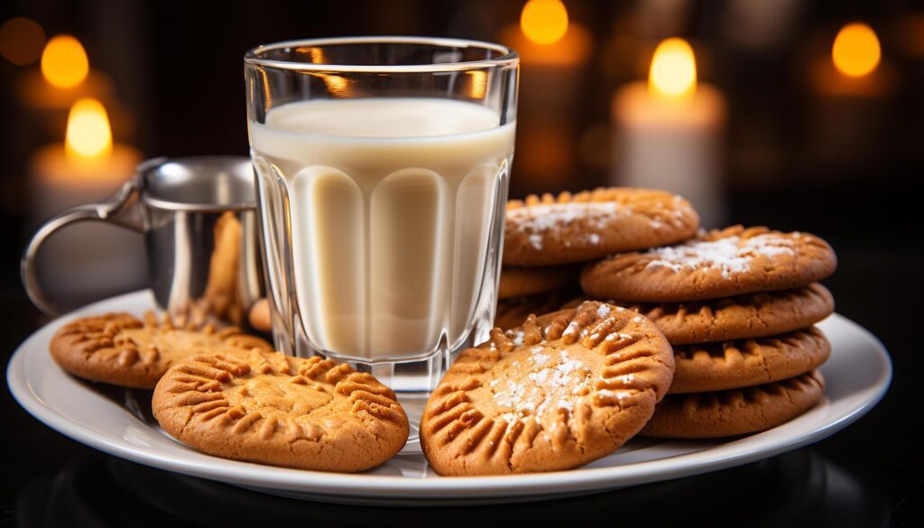 Homemade chocolate chip cookies on rustic wood table generated by AI Free Photo