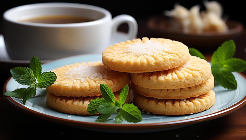 Homemade dessert Fresh mint leaf tops sweet chocolate shortbread generated by AI Free Photo