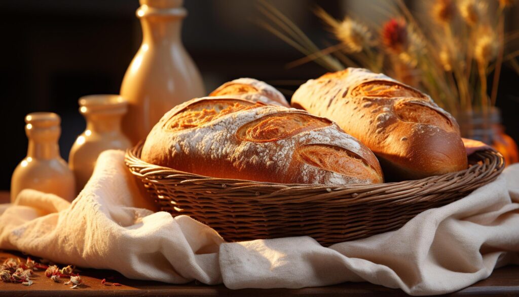 Homemade gourmet ciabatta, a rustic, healthy, baked delight generated by AI Free Photo