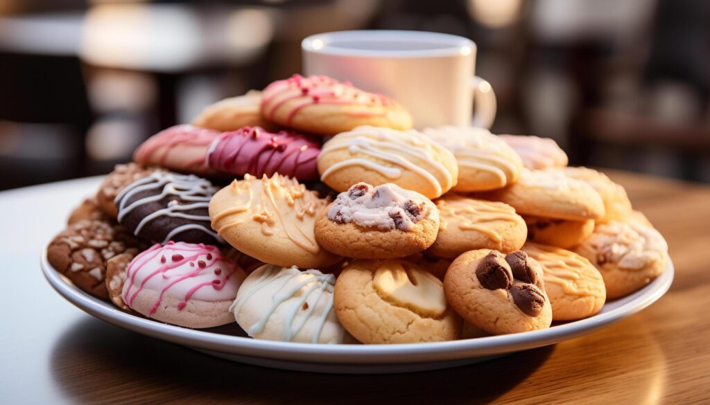 Homemade gourmet dessert chocolate chip cookie with creamy icing generated by AI Free Photo