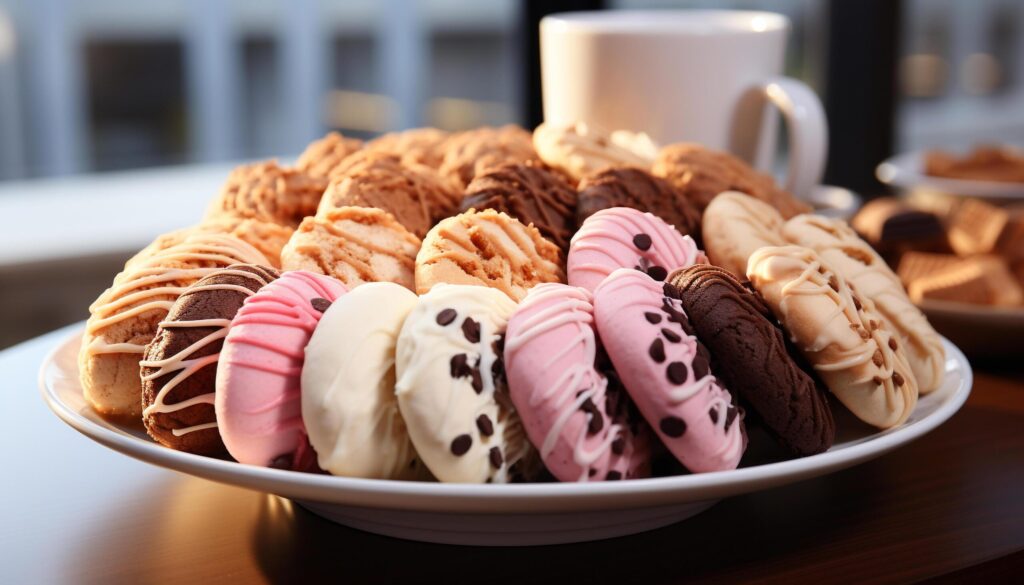 Homemade gourmet dessert fresh baked cookies with chocolate icing generated by AI Free Photo