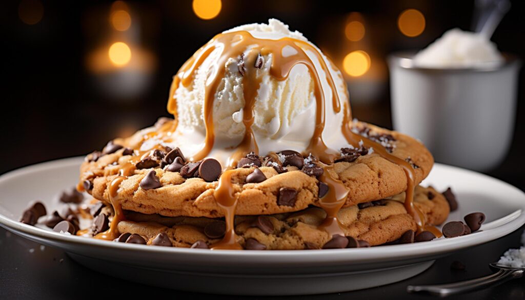 Homemade gourmet dessert stack of sweet chocolate pancakes generated by AI Free Photo