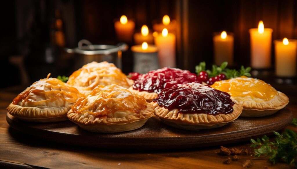 Homemade sweet pie with fresh berry fruit on rustic table generated by AI Free Photo