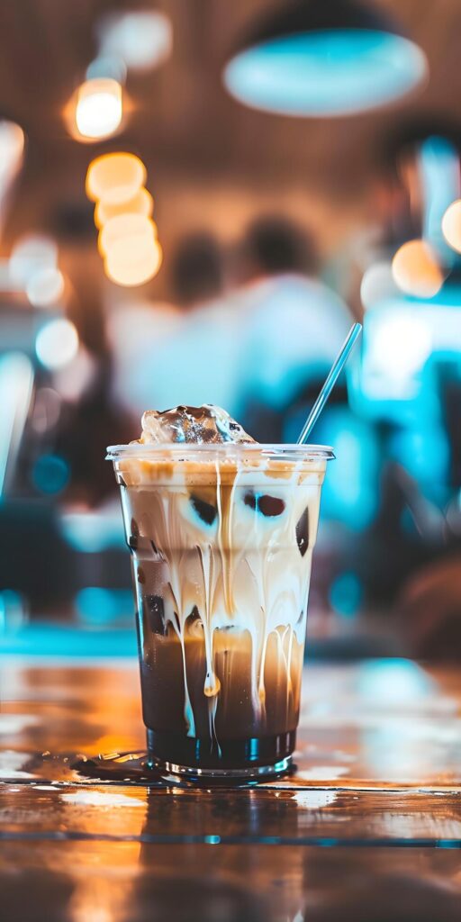 Iced Coffee With Intricate Latte Art Free Photo