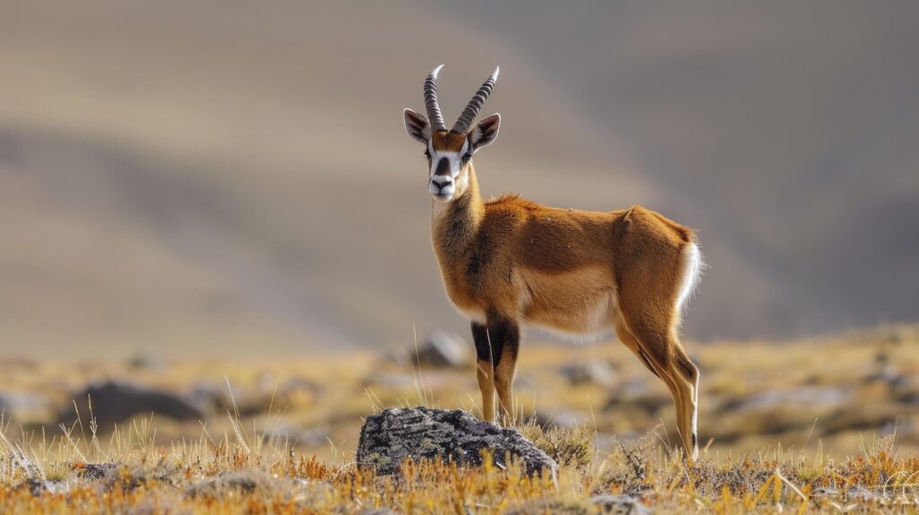 In the Wilderness, The Majestic Tibetan Antelope, Pantholops hodgsonii, Roaming Freely in Its Natural Habitat Free Photo