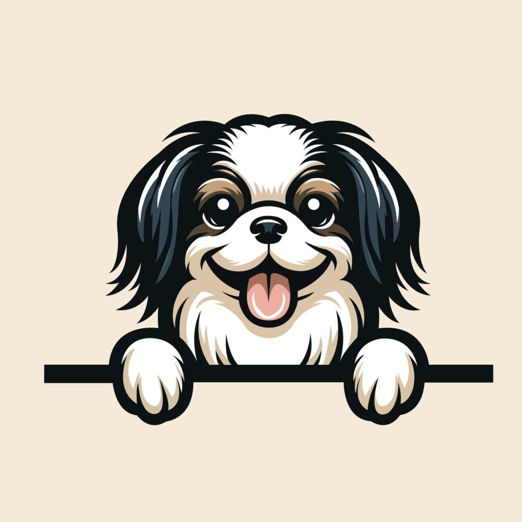 Japanese Chin dog peeking Face illustration vector Free Vector