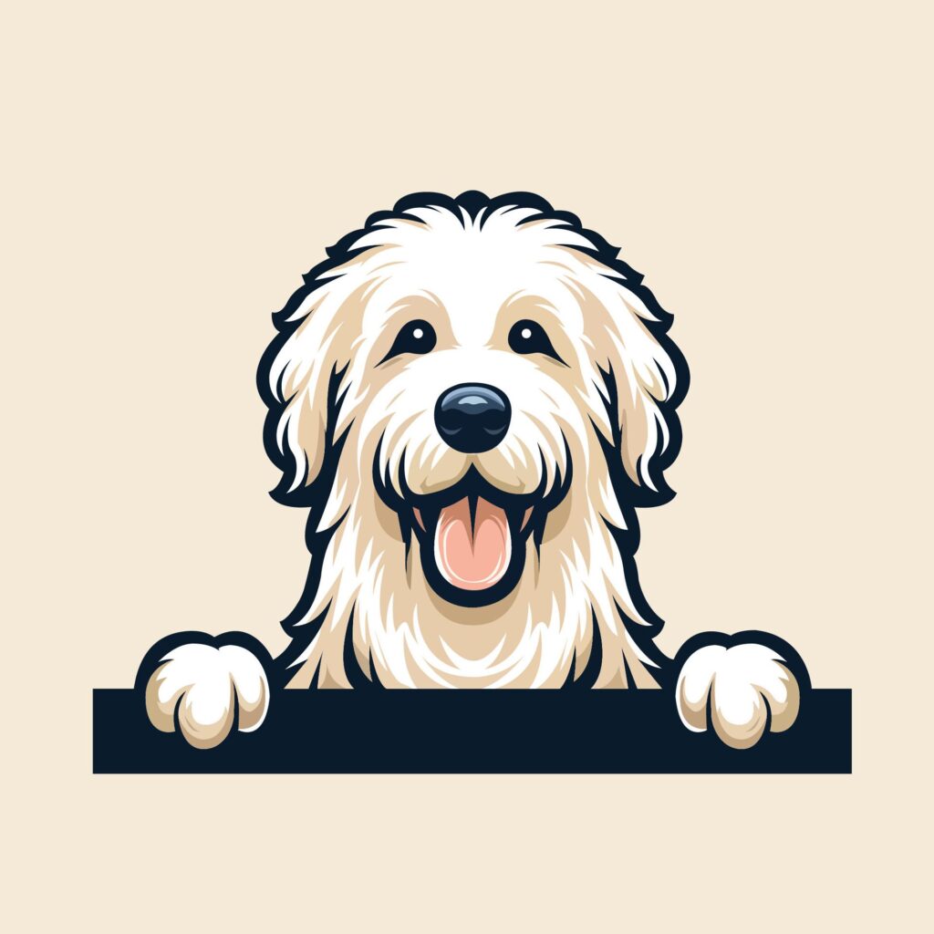 Komondor dog peeking Face illustration Free vector Free Vector