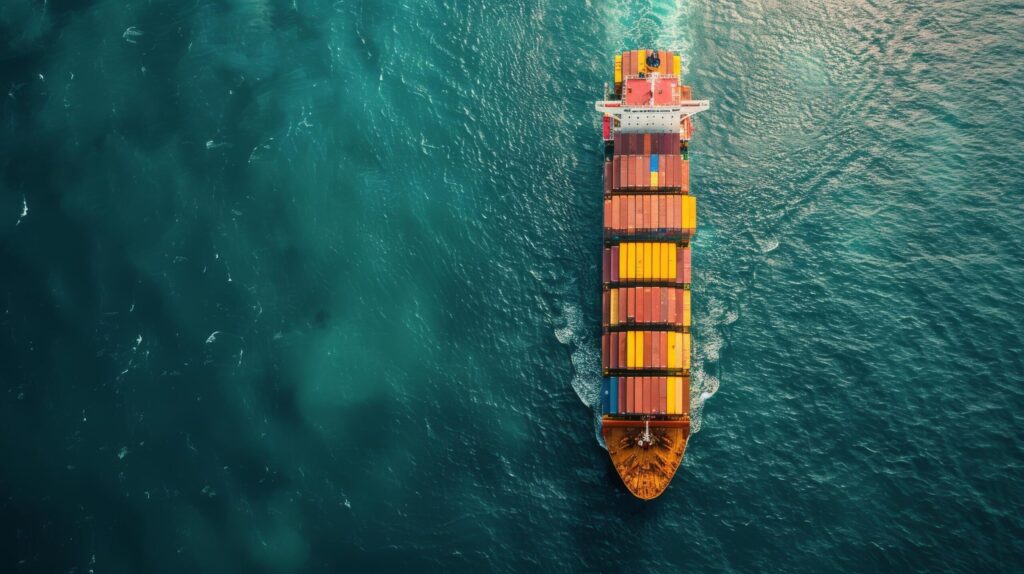 Large Cargo Ship in the Middle of the Ocean Free Photo