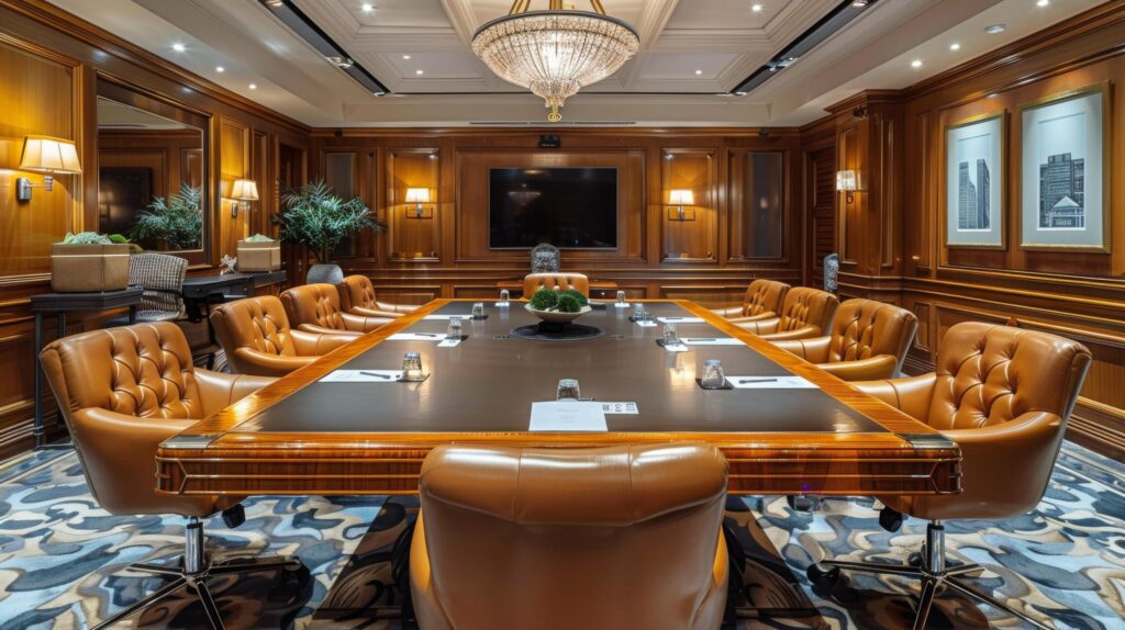 Large Conference Room With Orange Chairs Free Photo