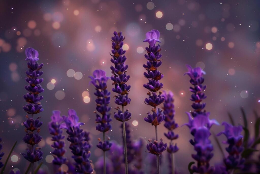 Lavender Flowers Against a Sparkling Night Sky Free Photo