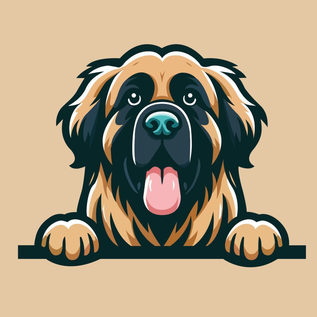 Leonberger peeking face illustration vector Free Vector