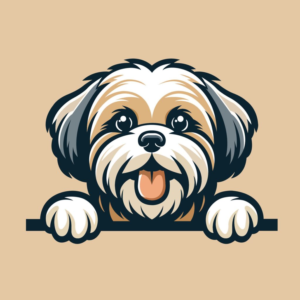 Lhasa Apso peeking face illustration vector Free Vector