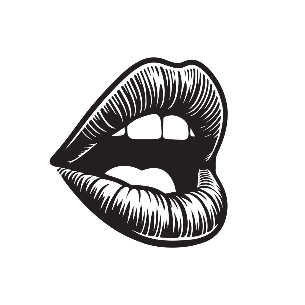 Lips positioned as if in the middle of lip-syncing to a song Free Vector