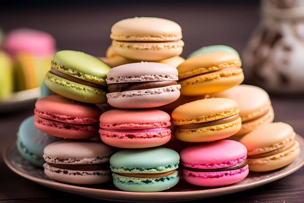 Macarons – Originating in France, macarons are delicate sandwich cookies made from almond flour, filled with various flavored creams or jams Free Photo