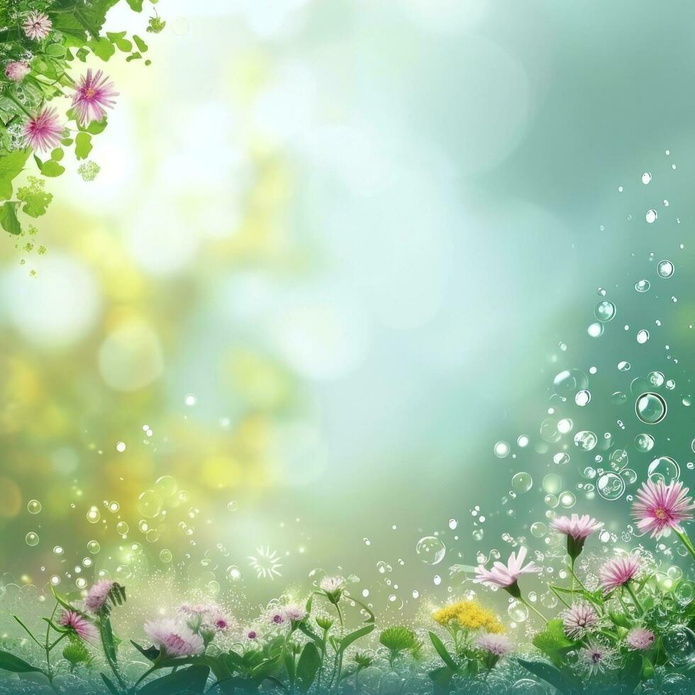 AI generated magic spring background with copy space Stock Free