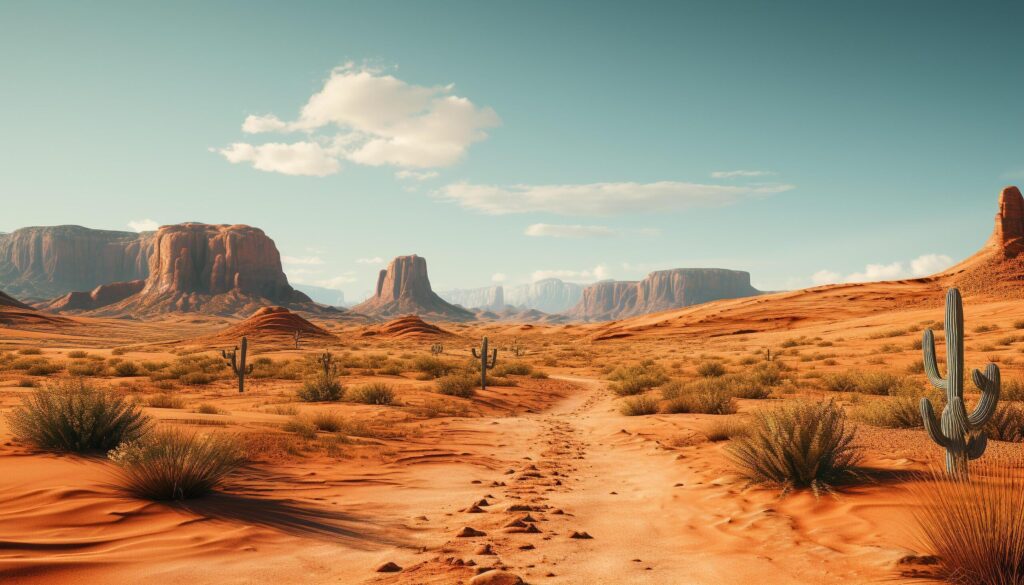 Majestic sandstone monument valley, a remote natural beauty in Africa generated by AI Free Photo