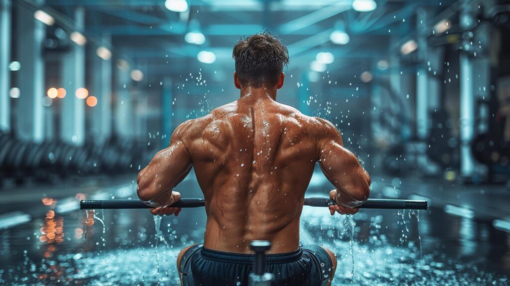 Man Lifting Barbell in Rain Free Photo