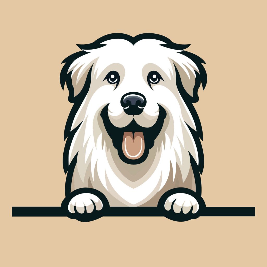 Maremmano-Abruzzese Sheepdog peeking face illustration vector Free Vector