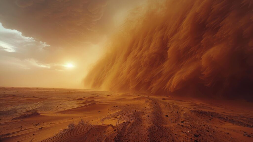 Massive Sand Wave Surging in Desert Free Photo