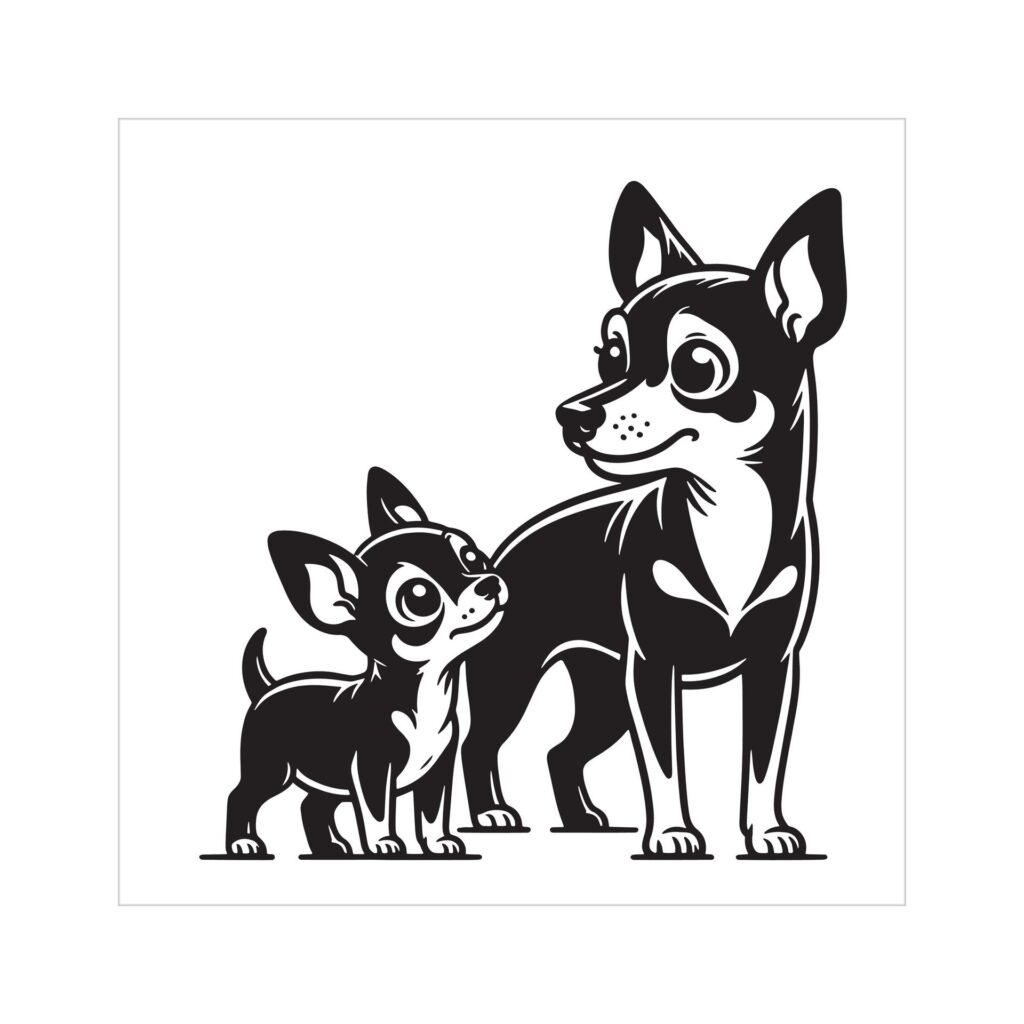 Miniature Pinscher Dog Family Clipart illustration in Black and white Free Vector