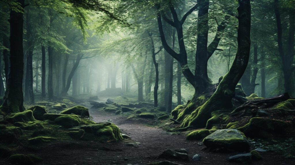 Misty Forest Background Free Photo