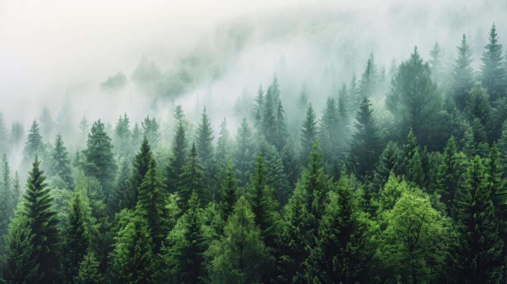 Misty Forest Landscape Free Photo