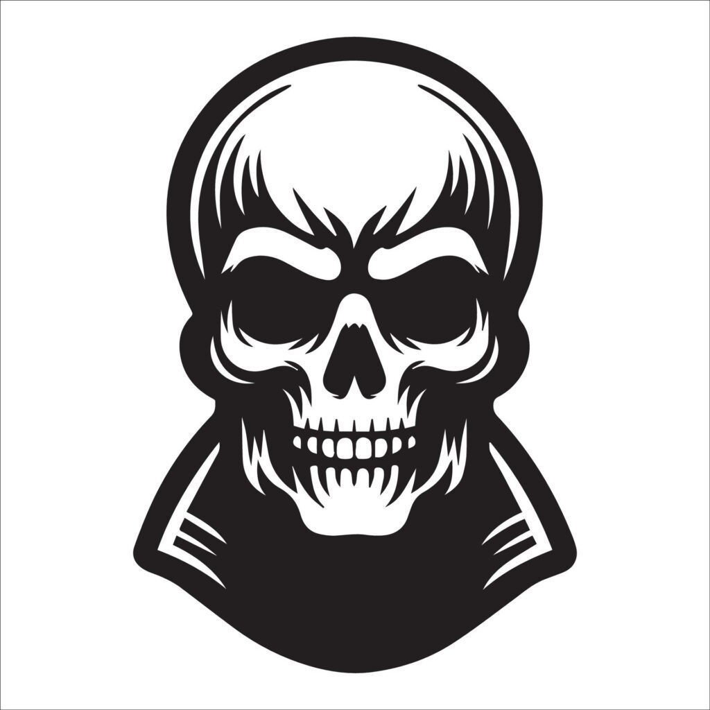 Modern human skull in black and white illustration Free Vector