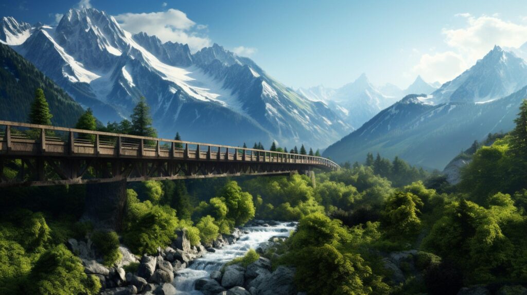 Mountain Bridge Background Free Photo