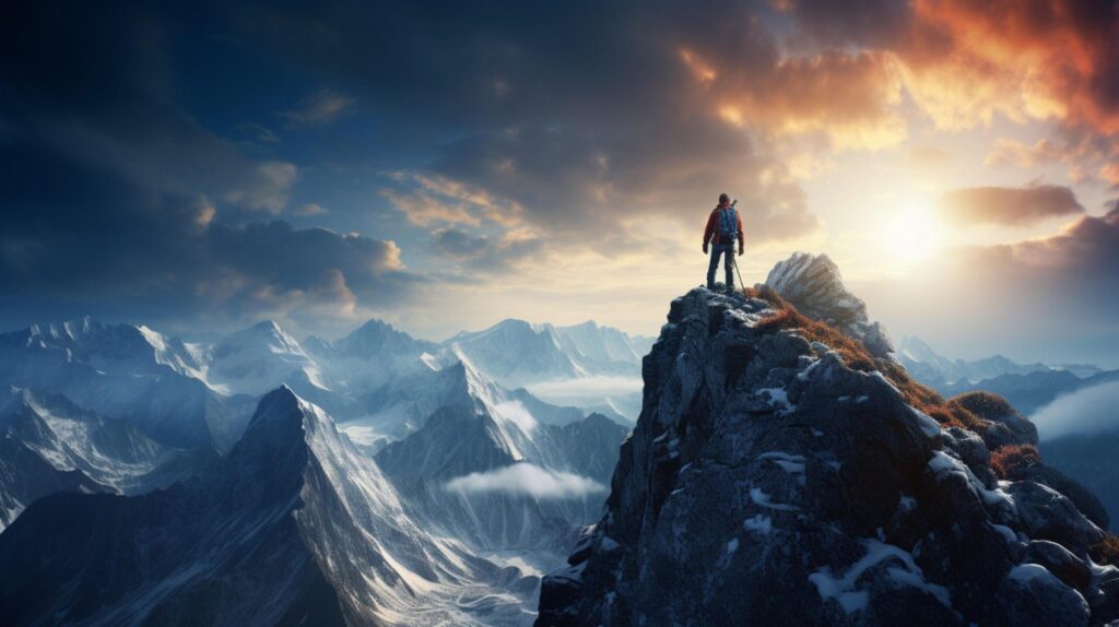 Mountain Climbing Challenge Background Free Photo