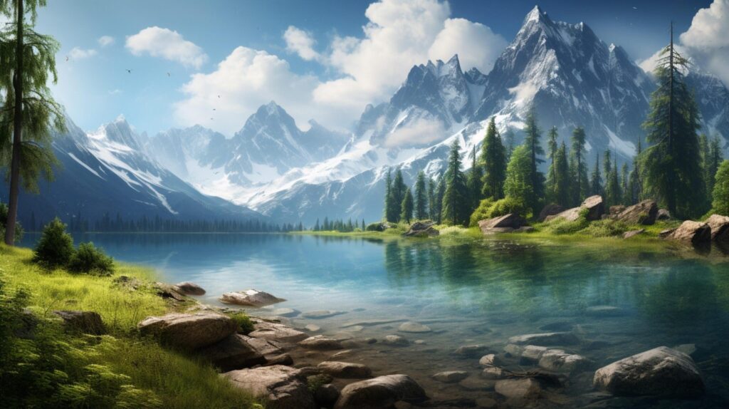 Mountain Lakeside Background Free Photo