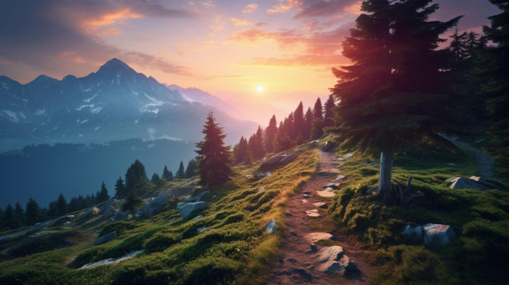 Mountain Morning Hike Background Free Photo