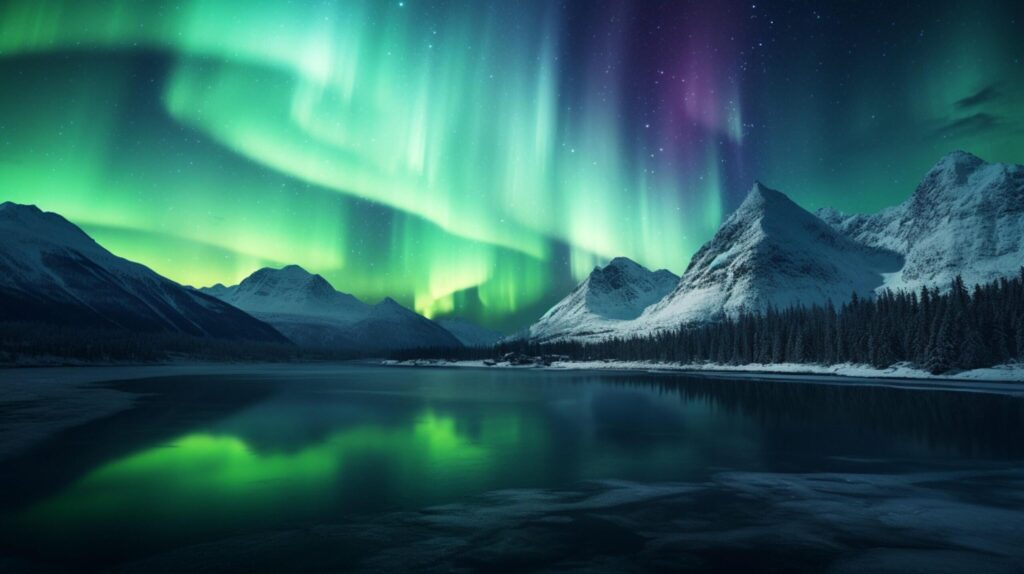 Mountain Northern Lights Background Free Photo