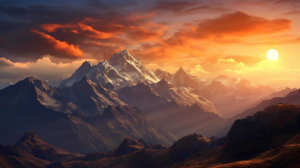 Mountain Range at Dawn Background Free Photo